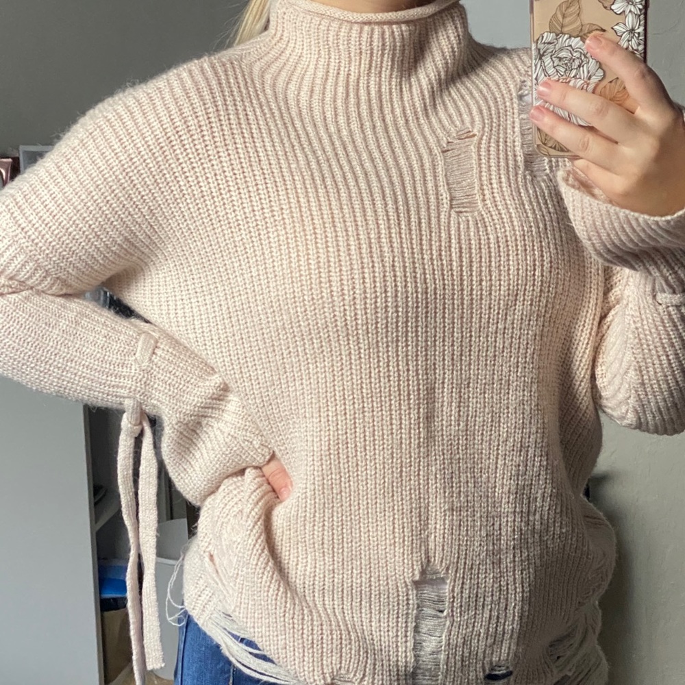 Blush pink ripped sweater - size small